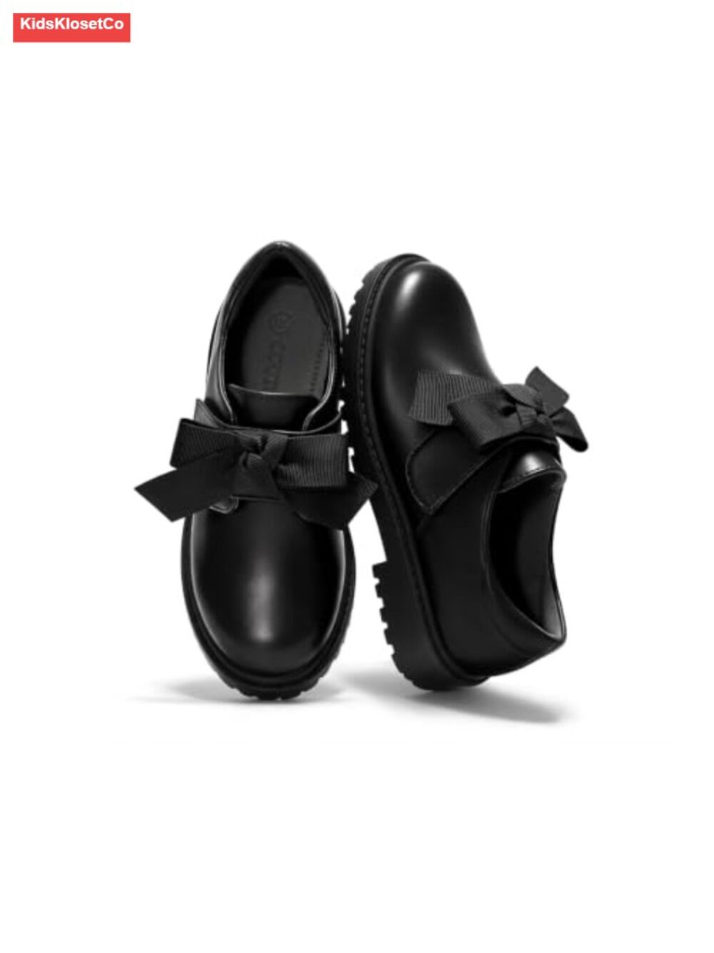Girls Platform Loafers Bow Monkstrap Chunky Heel School Shoes Faux Leather
